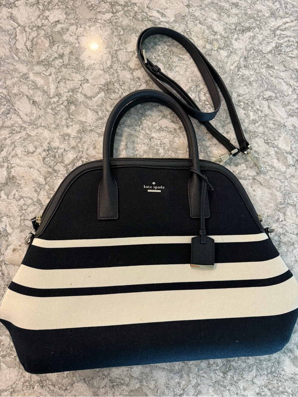 Kate Spade Cameron Street Stripe Mega Margot handbag black & white